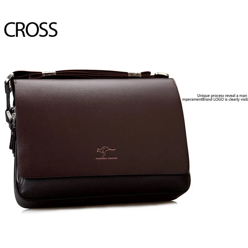 Bolsa Mensageiro Masculina Luxo Vintage em Couro PU Transversal Elegante Premium Casual Executivo
