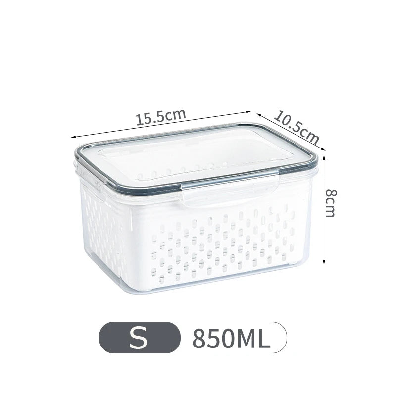 Cesto Organizador para Geladeira com Tampa e Escorredor Porta Frutas e Legumes Multiuso Premium