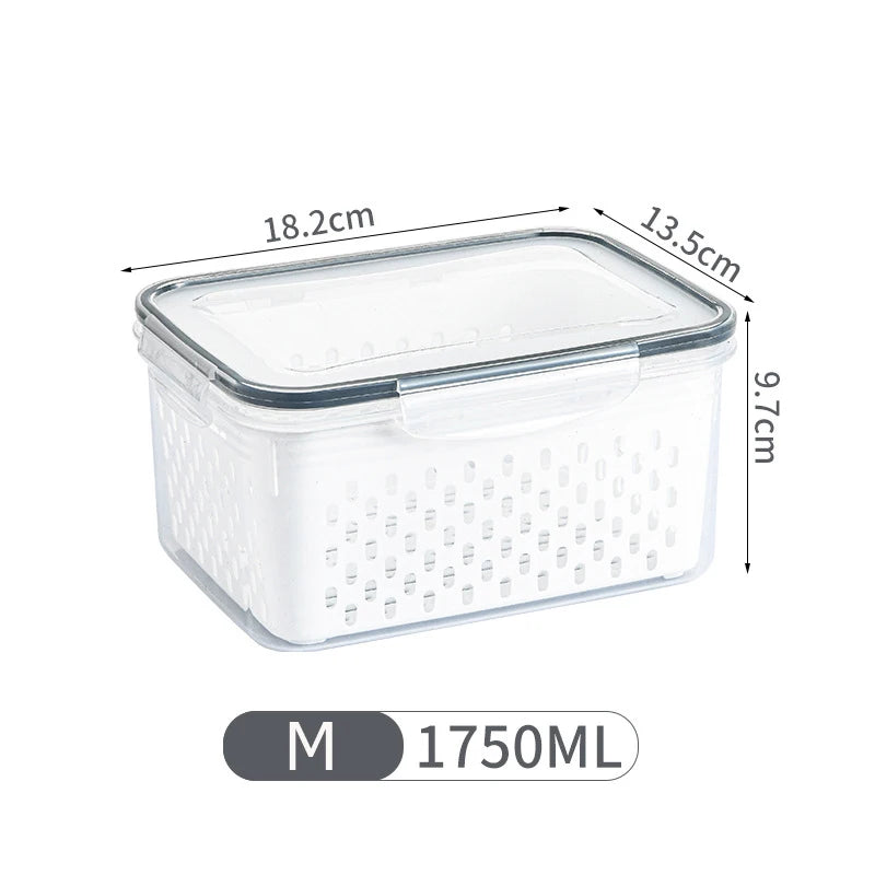 Cesto Organizador para Geladeira com Tampa e Escorredor Porta Frutas e Legumes Multiuso Premium